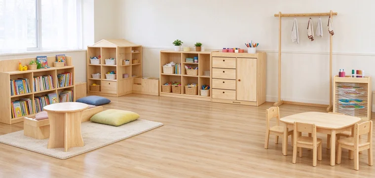Solid wood preschool furniture set